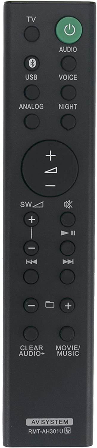 RMT-AH301U Replaced Remote fit for Sony Sound bar HTMT300/B HT-MT300/B HT-MT300 HT-MT301 HT-MT300/W HT-MT300W HTMT300B HTMT300 HTMT301 HTMT300W SA-WMT300 SA-MT300 SA-MT301 SA-WMT301
