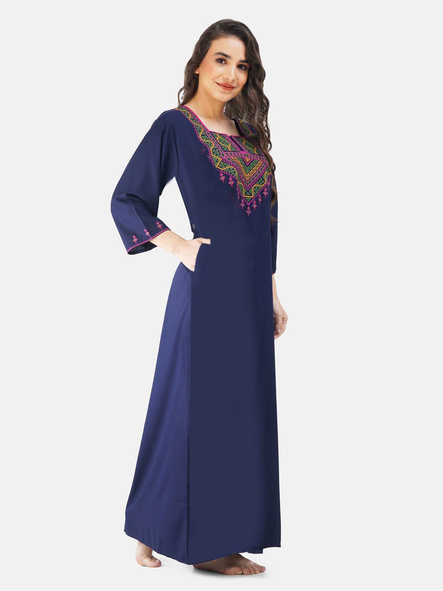KOI SLEEPWEAR Navy Embroidered Nighty