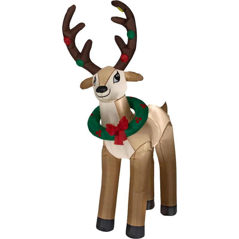 Gemmy Christmas Airblown Inflatable Reindeer w/Wreath OPP, brown