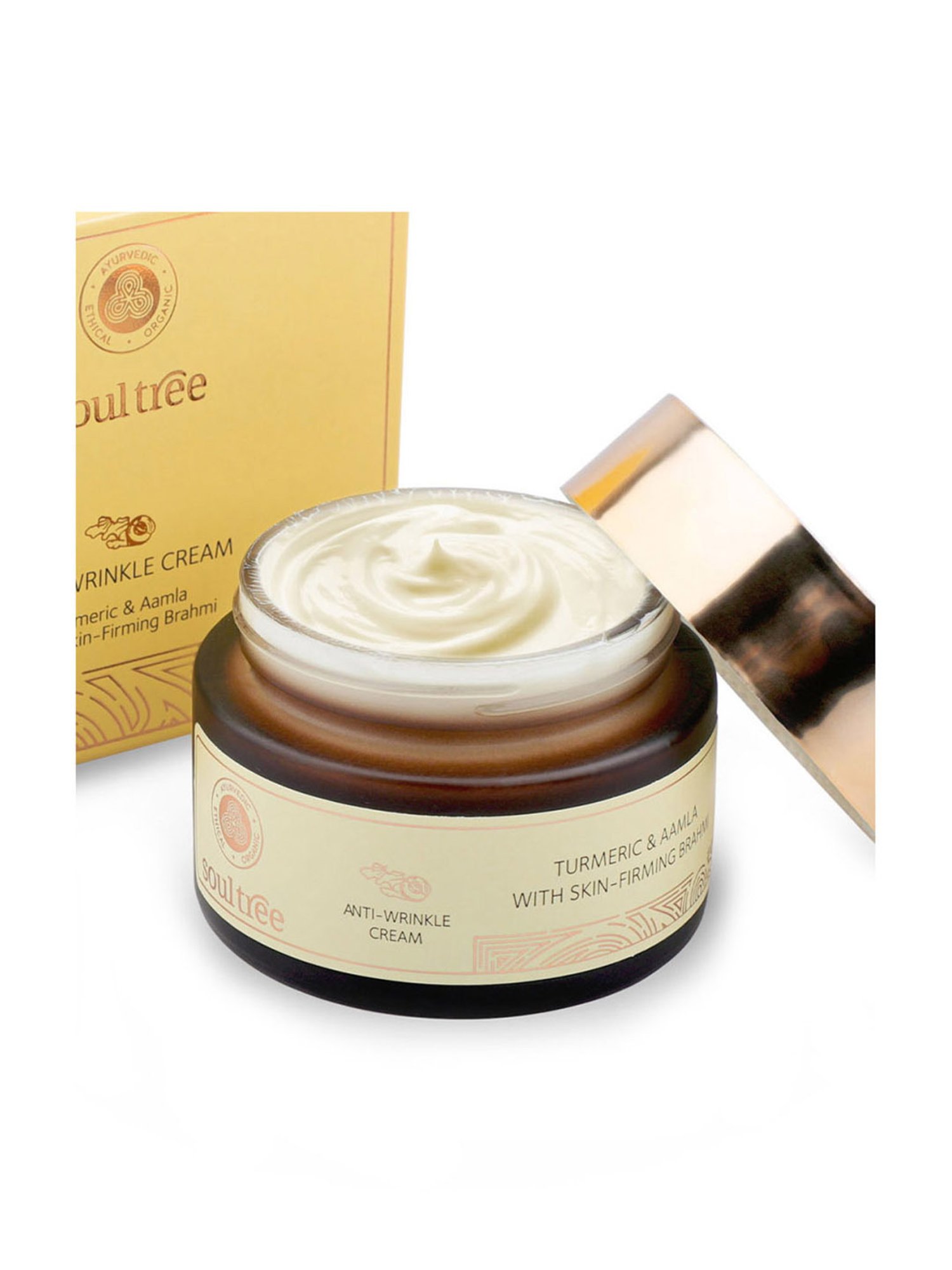 SoulTree Anti-Wrinkle Cream Turmeric & Aamla with Skin Firming Brahmi - 50 gm | Ayurvedic Cream