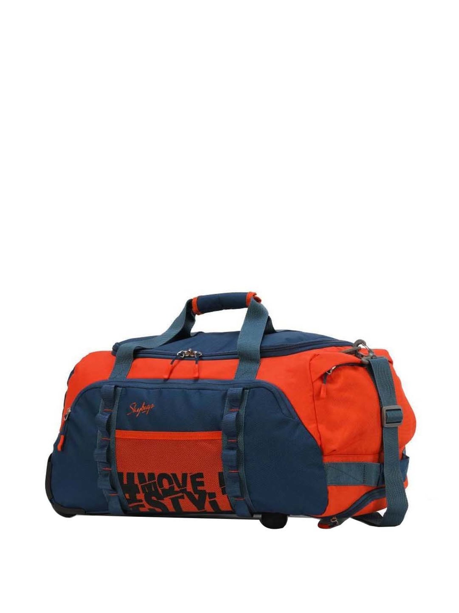 Skybags Hustle Orange & Blue Small Duffle Trolley Bag
