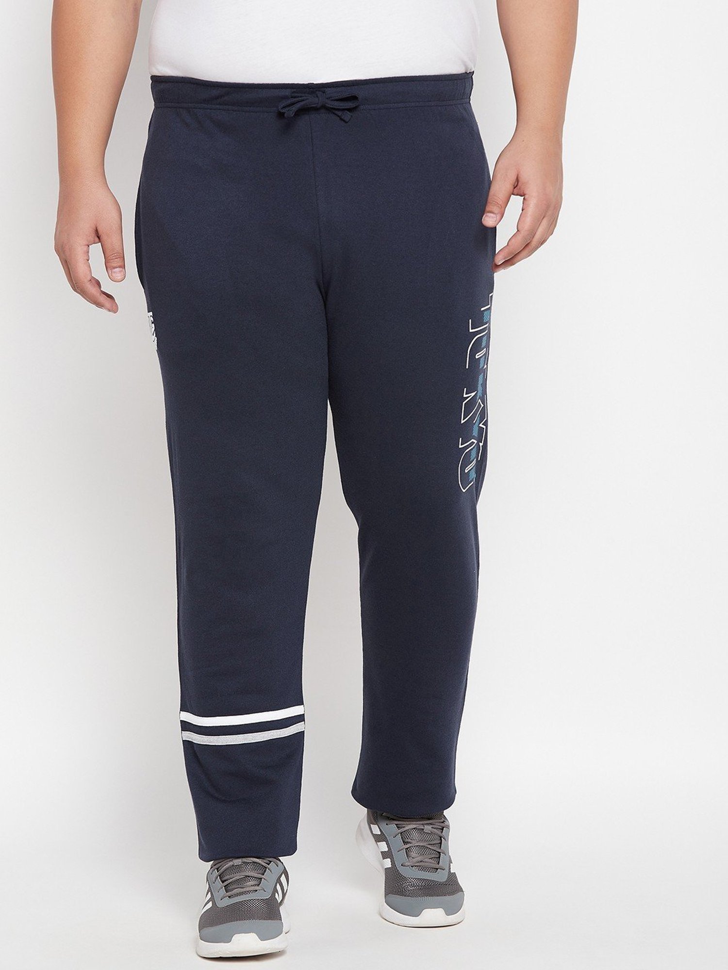 Bigbanana Navy Blue Cotton Regular Fit Printed Trackpants