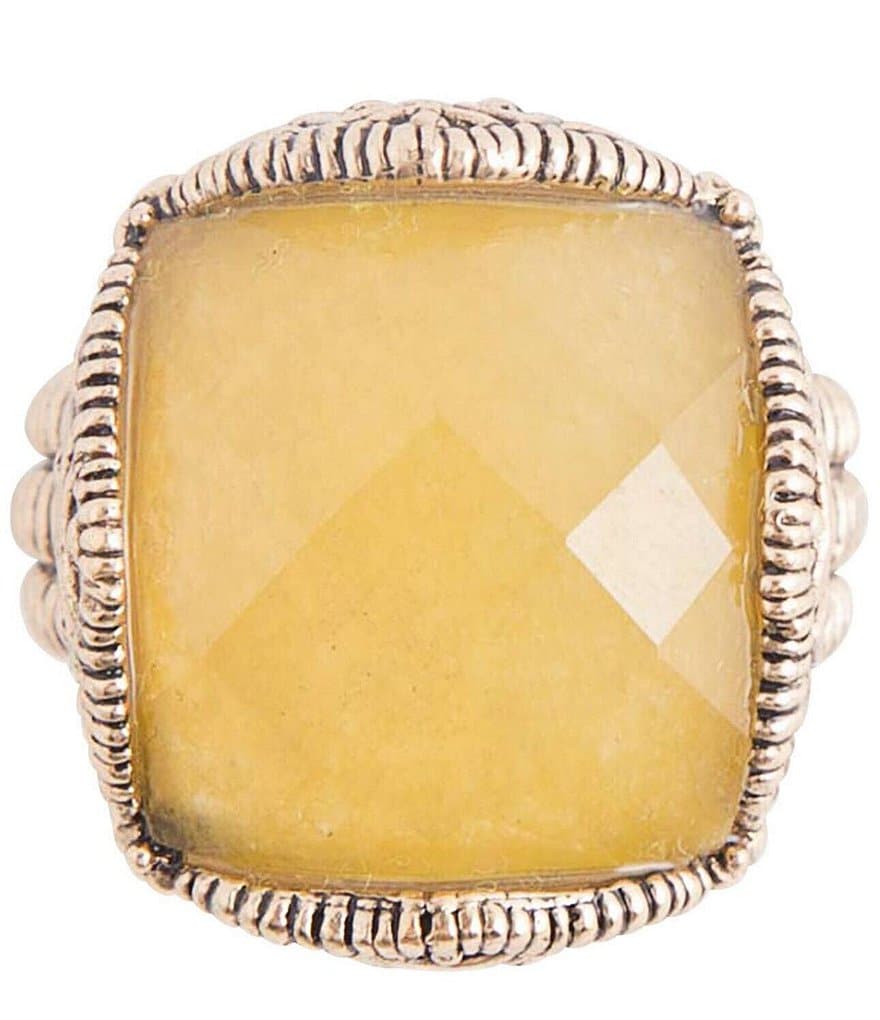 Barse Bronze and Yellow Chalcedony Statement Ring