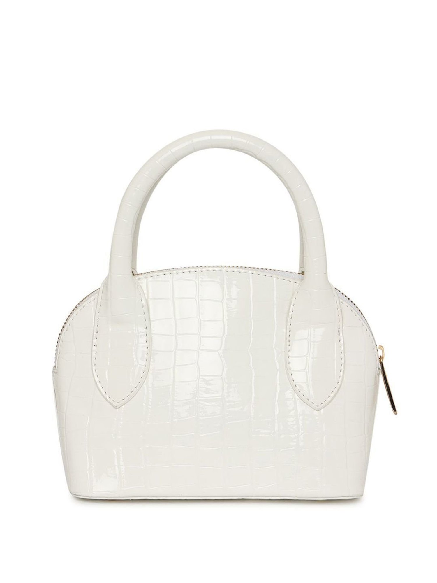 KLEIO White Textured Medium Handbag