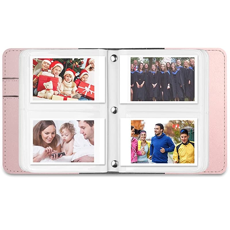 Mini Photo Album for 3Inch Film 104 Pockets Album for Fujifilm Instax Mini 11Mini 9Mini Link PrinterMini LiPlay Canon Ivy CLIQ Polaroid Kodak Instant Print Camera Rose Gold