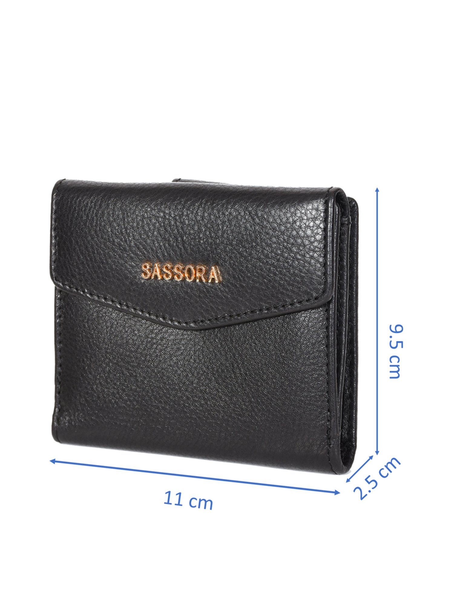 SASSORA Black Solid Rfid Bi-Fold Wallet for Women
