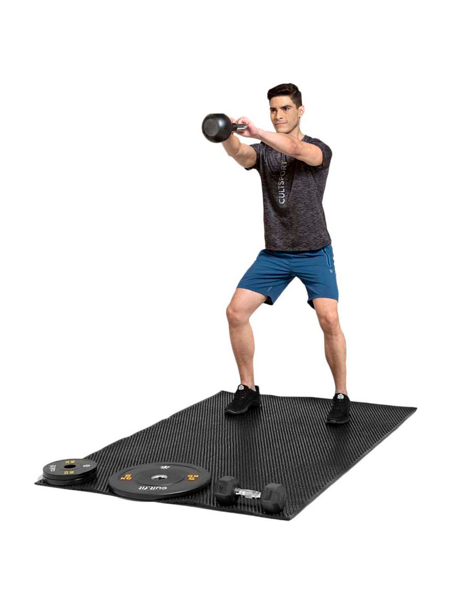 Cultsports Black Rubber Workout Mat