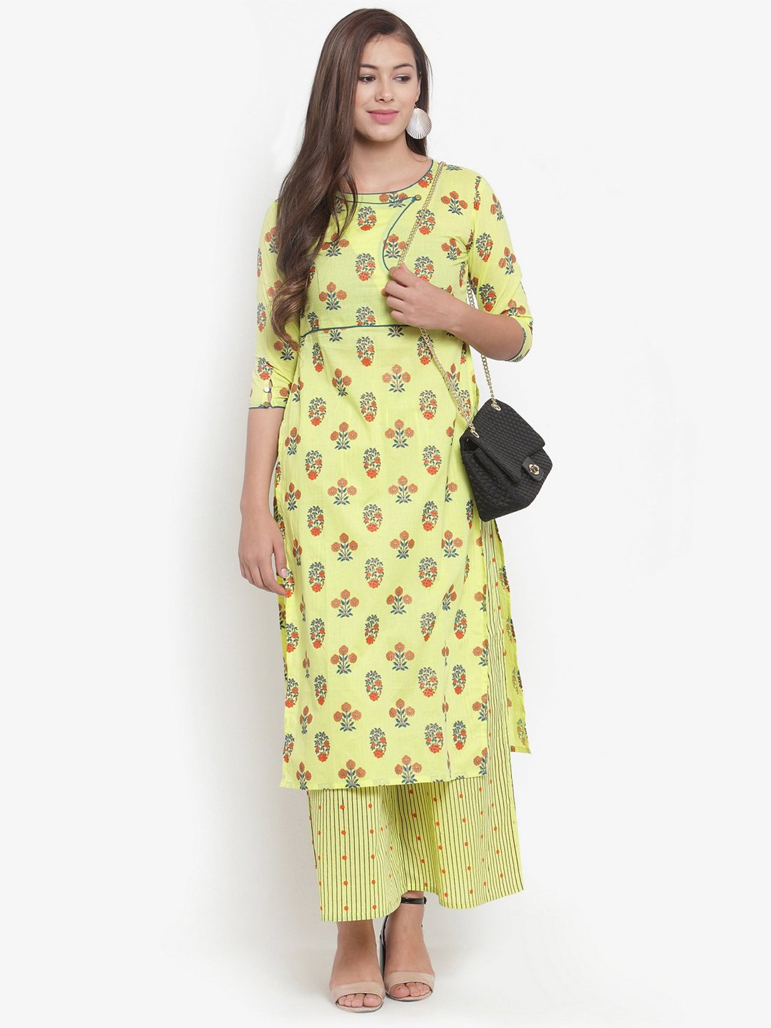 Fusion Beats Light Grey Embroidered A Line Kurta