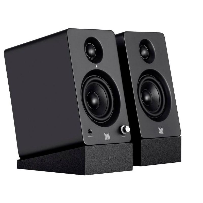 Monolith MM-3 Powered Multimedia Speakers - Black (Pair) With AptX Bluetooth, Fron Headphone Jack, Digital Calss D