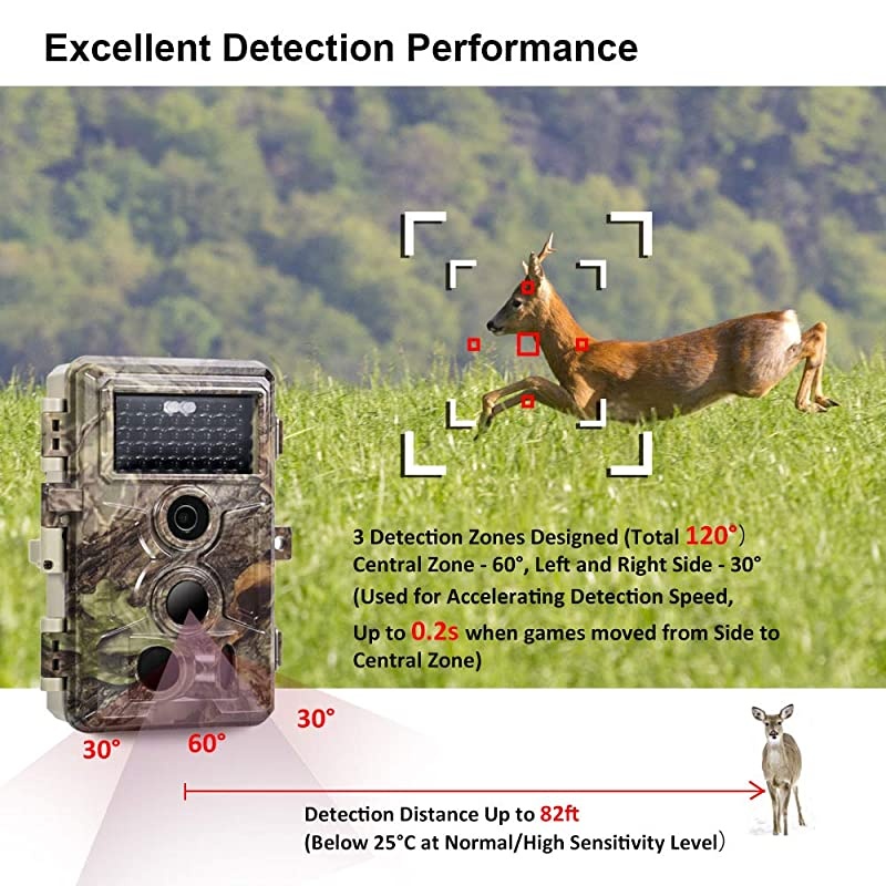 Trail Camera 16MP 1080P Game Camera with No Glow Night Vision Up to 65ft 02s Trigger Time Motion Activated 24quot Color Screen Waterproof Wildlife Hunting Camera