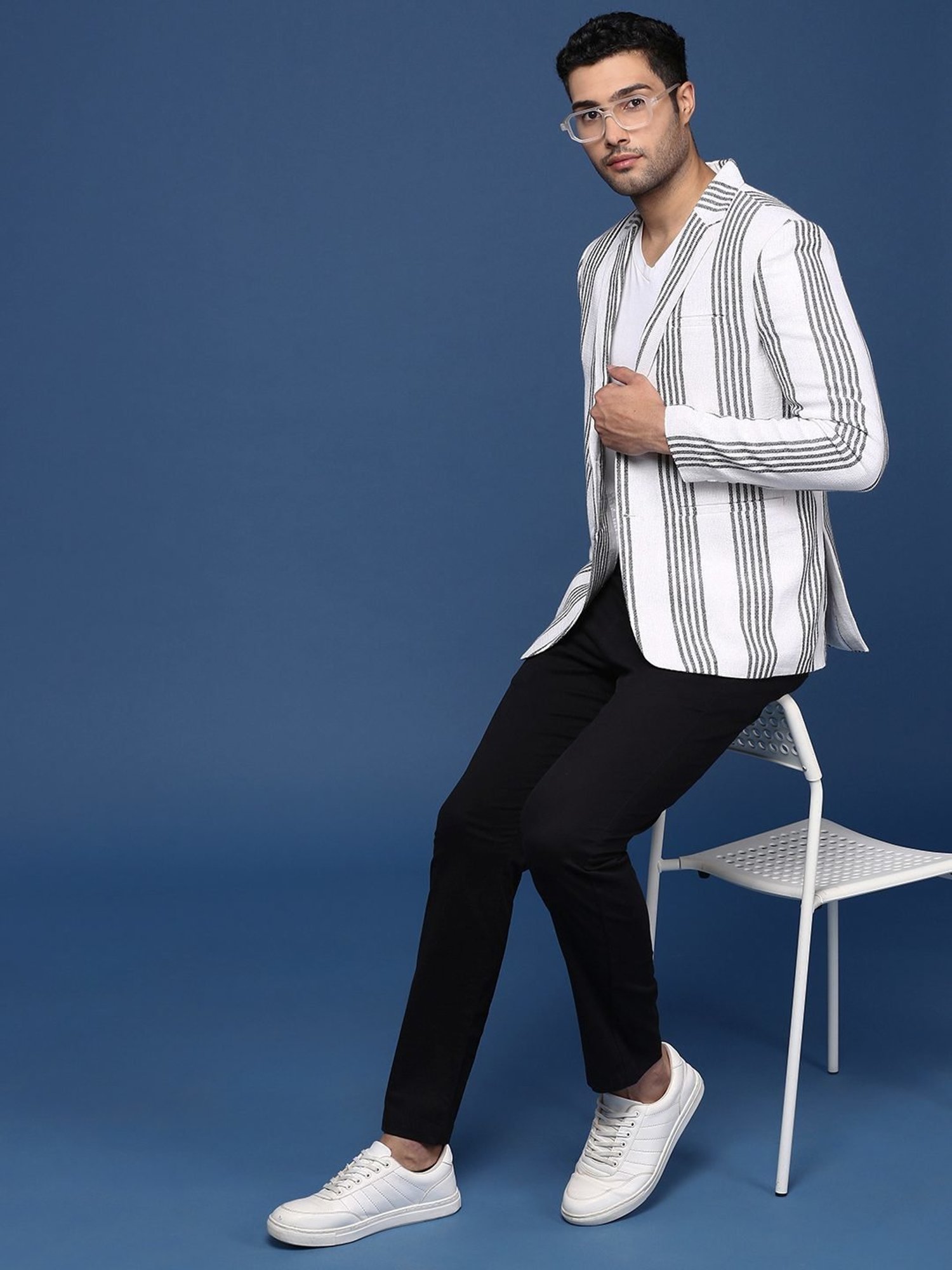 Louis Philippe Light Blue Regular Fit Blazer