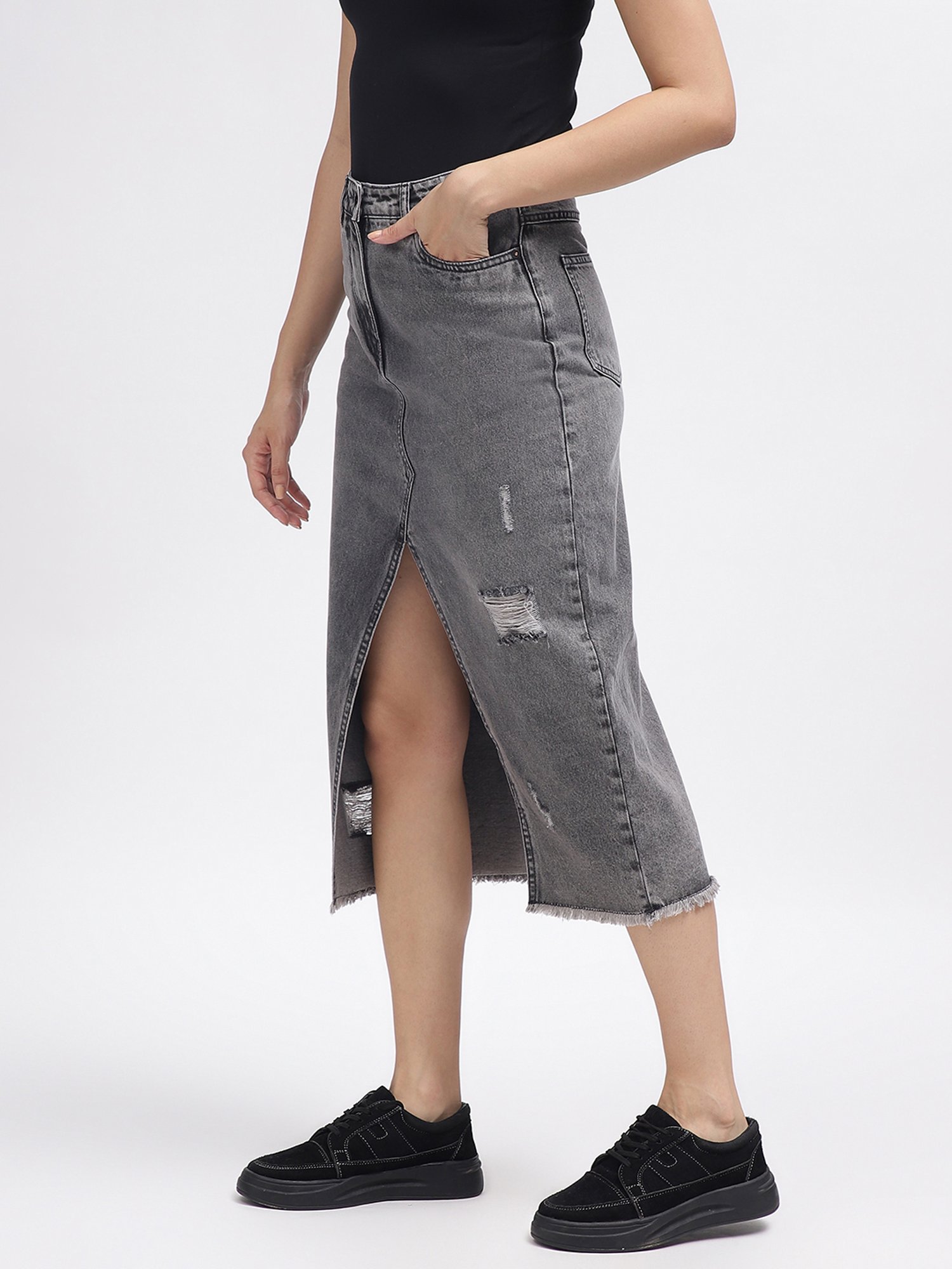 Iconic Women Washed Regular Fit Cotton Skirts