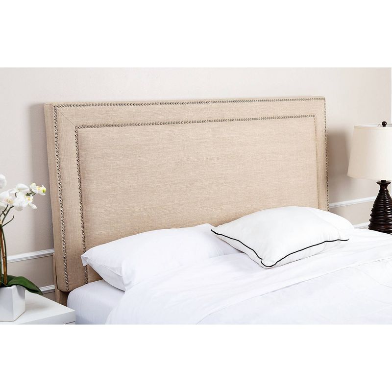 Ariel Nailhead-trim Linen Headboard - Wheat (Full/Queen) - Abbyson Living