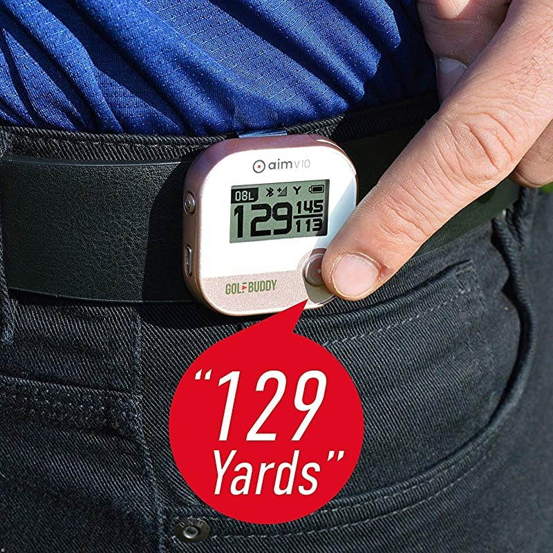 AIM V10 Laser Rangefinder Bluetooth GPS devices for Hat, distance Range Finder for Golfers, 14 Hours Battery Life, Accessories for Men and Women, Rose Gold