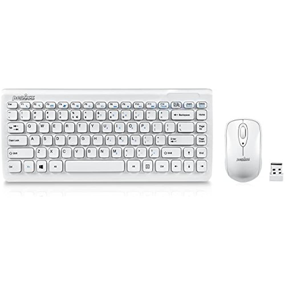 Perixx PERIDUO-712 Wireless Mini Keyboard and Mouse Set, Portable Compact Size 13 Multimedia Hot Keys Keyboard and 1000 DPI Optical Mouse Combo, Black, US Layout