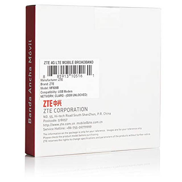 ZTE MF820B 4G LTE USB Modem (GSM Unlocked) - Retail packaging