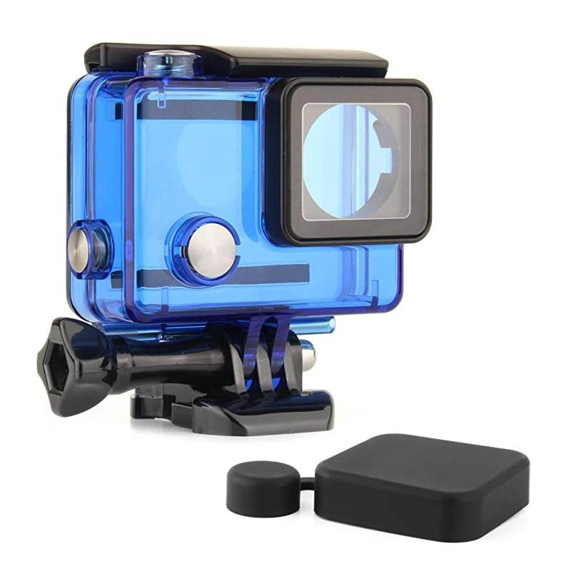 Protective Waterproof Dive Housing Case for GoPro Hero 4 Hero 3+ Hero 3 Black Silver Camera Underwater 40 Meters 131 Feet Transparent Blue