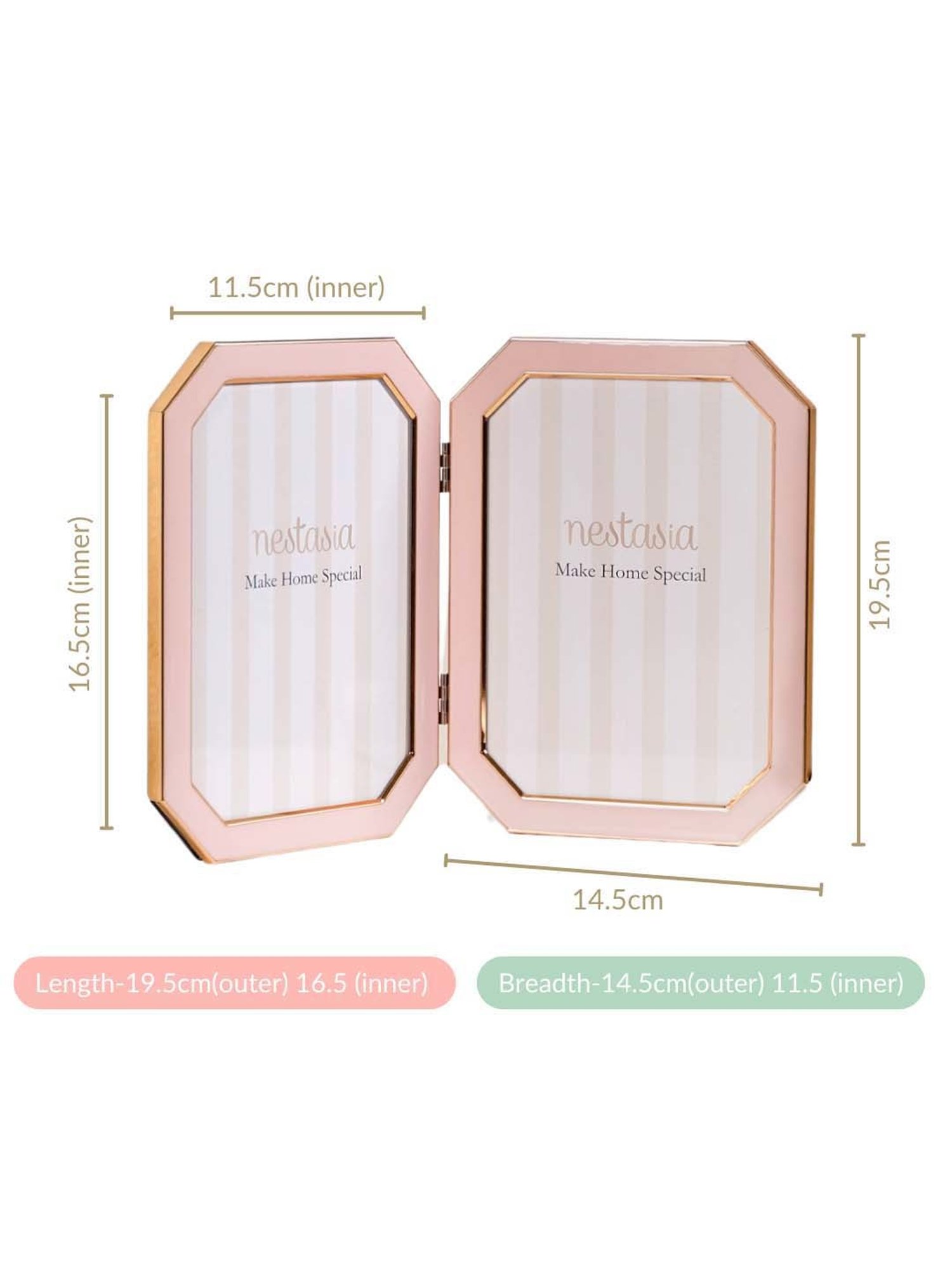 Nestasia Foldable Dual Photo Frame Pink 11 Inches x 5.5 Inches