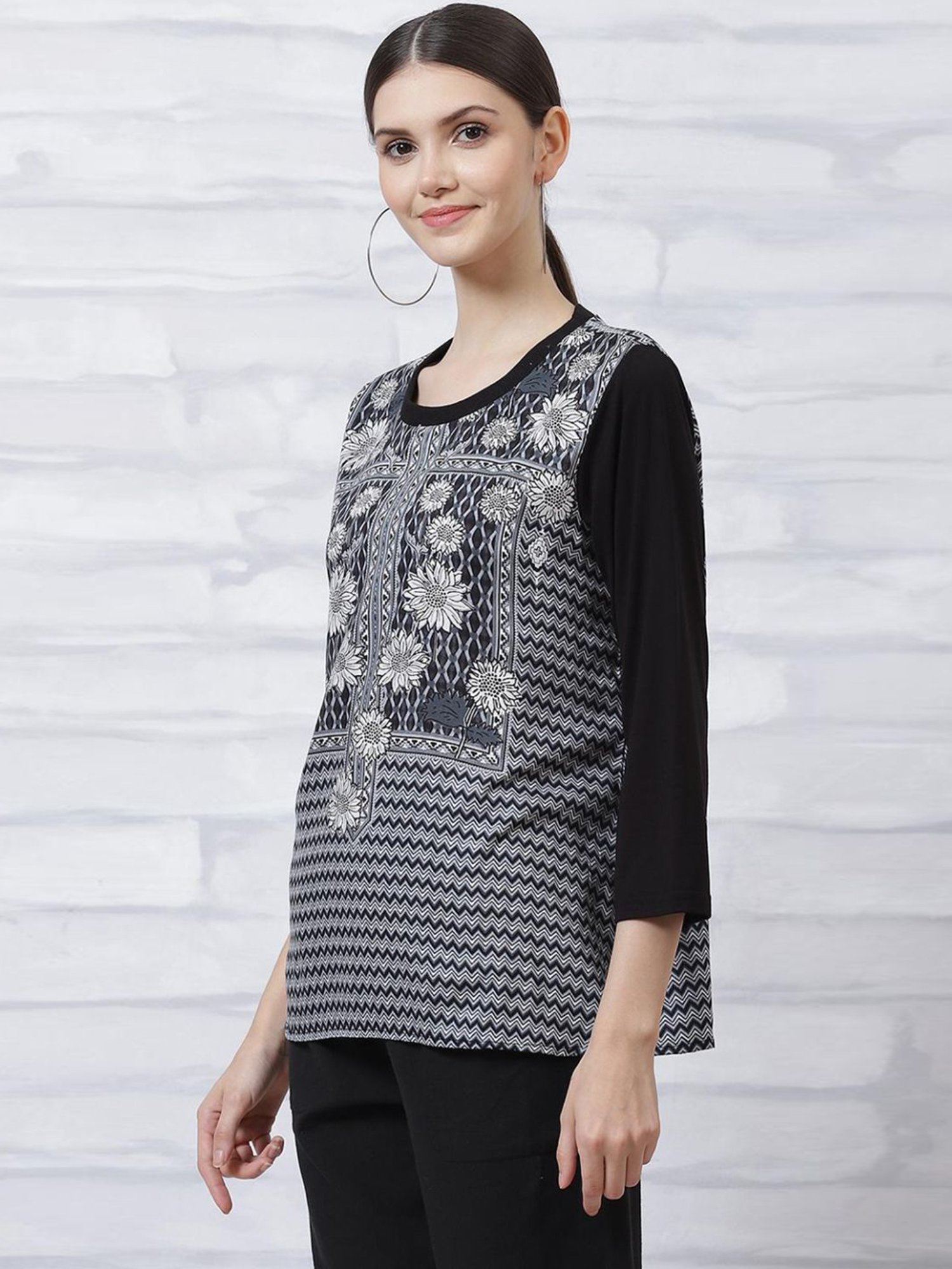 Rangriti Black Printed Top