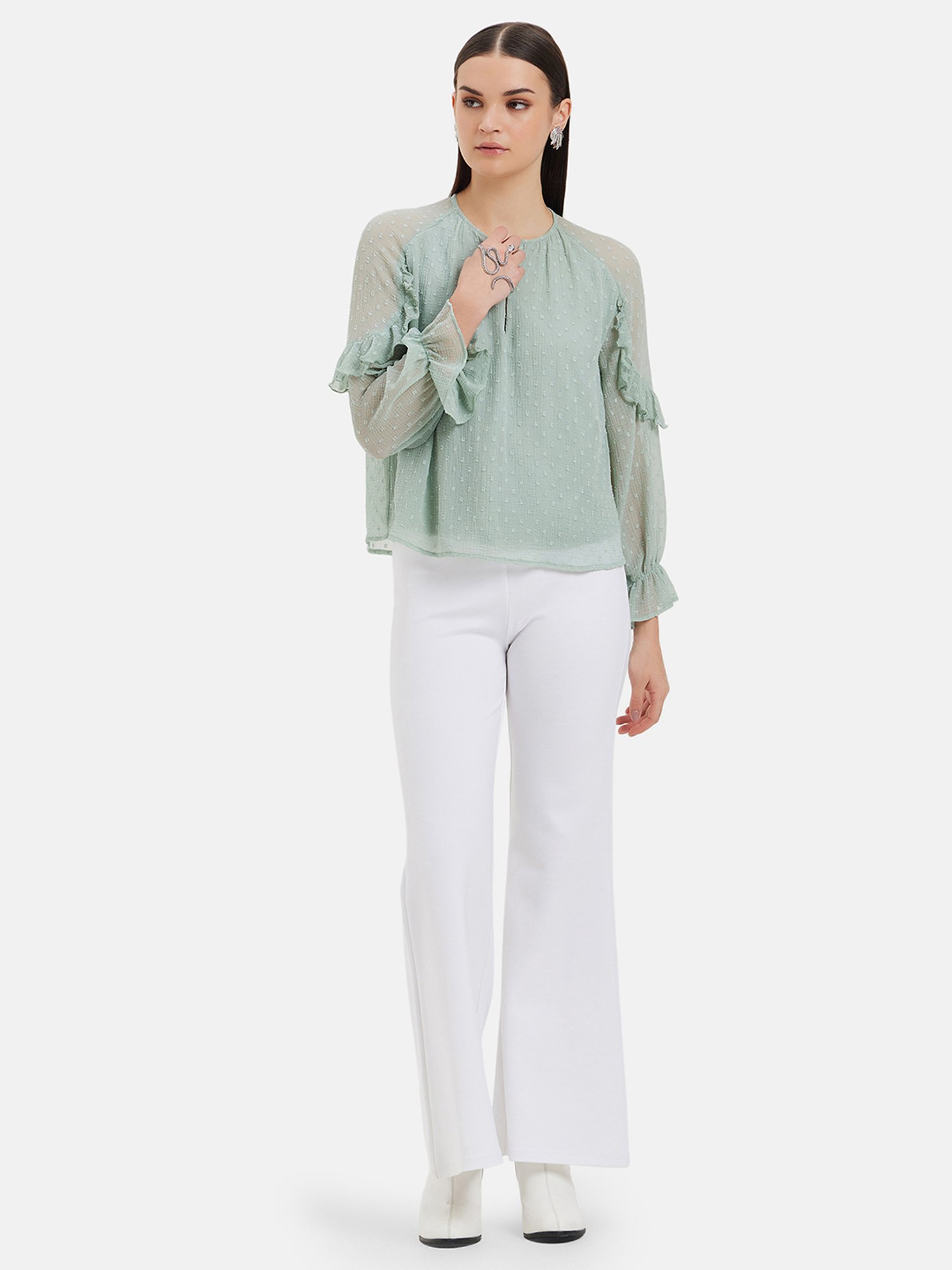 Kazo Green Self Design Top