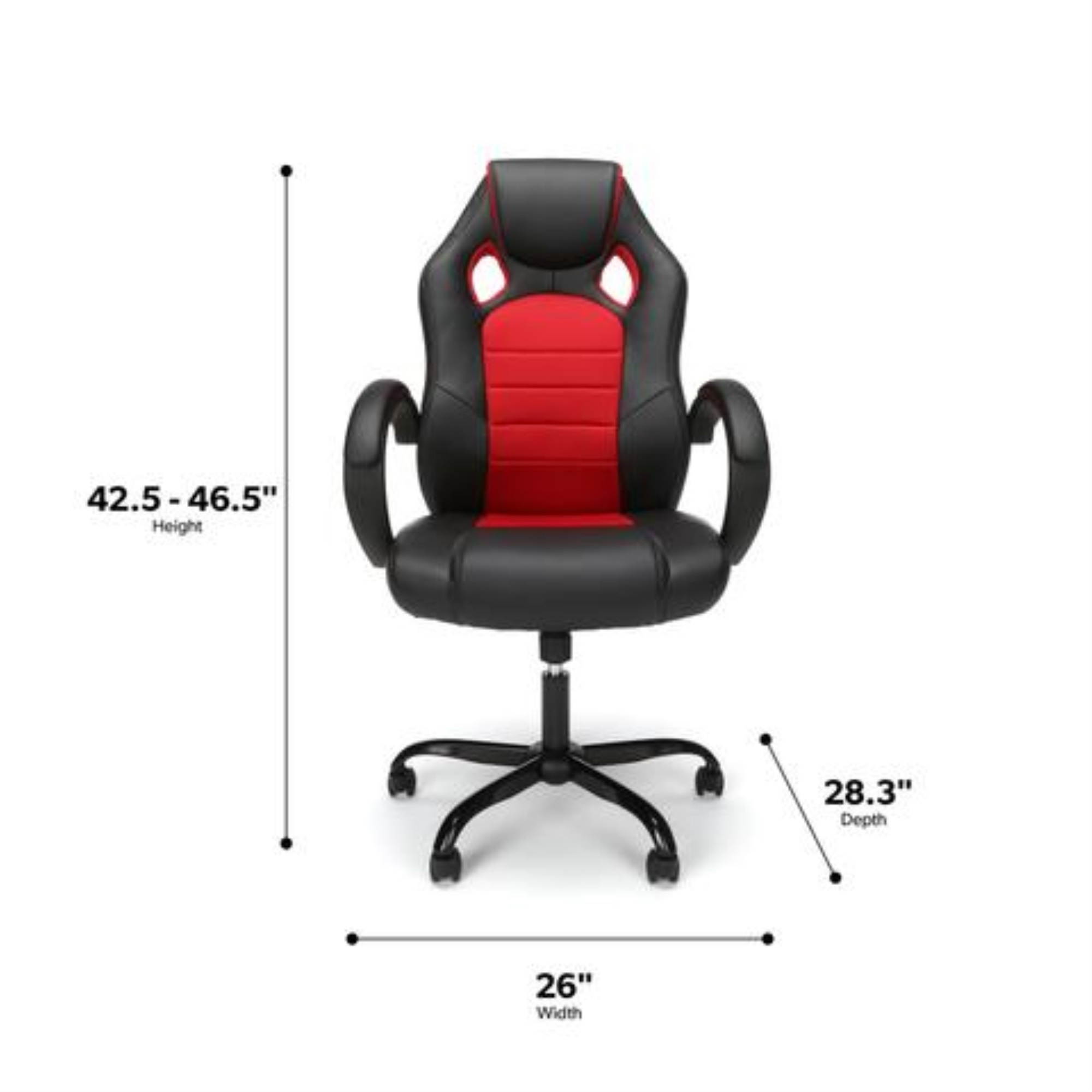 Essentials Collection High-Back Gaming Chair, Padded Loop Arms, in Red (ESS-3083HB-RED)