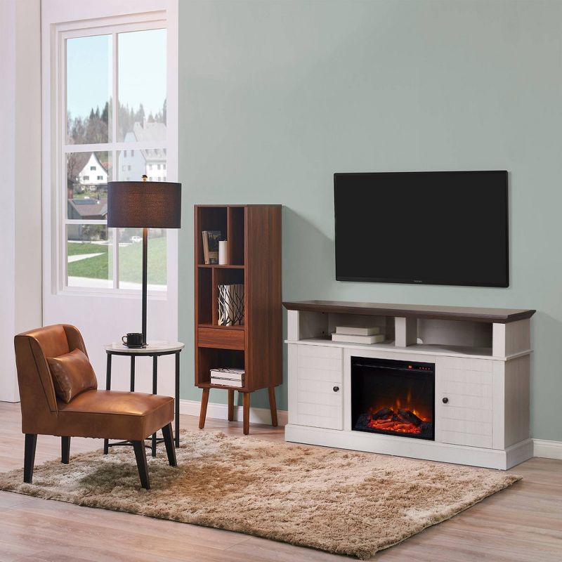 Eliana Fireplace Remote Control TV Stand for TVs up to 65" Dark Oak/White - Versanora