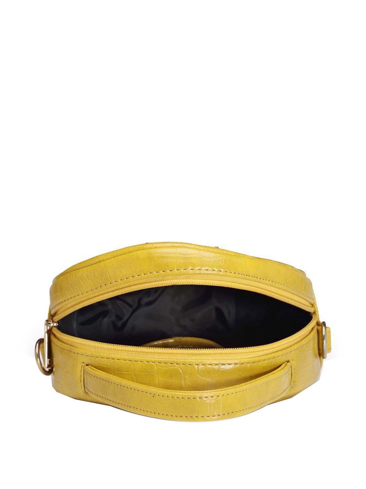 Bagsy Malone Yellow Textured Medium Sling Handbag