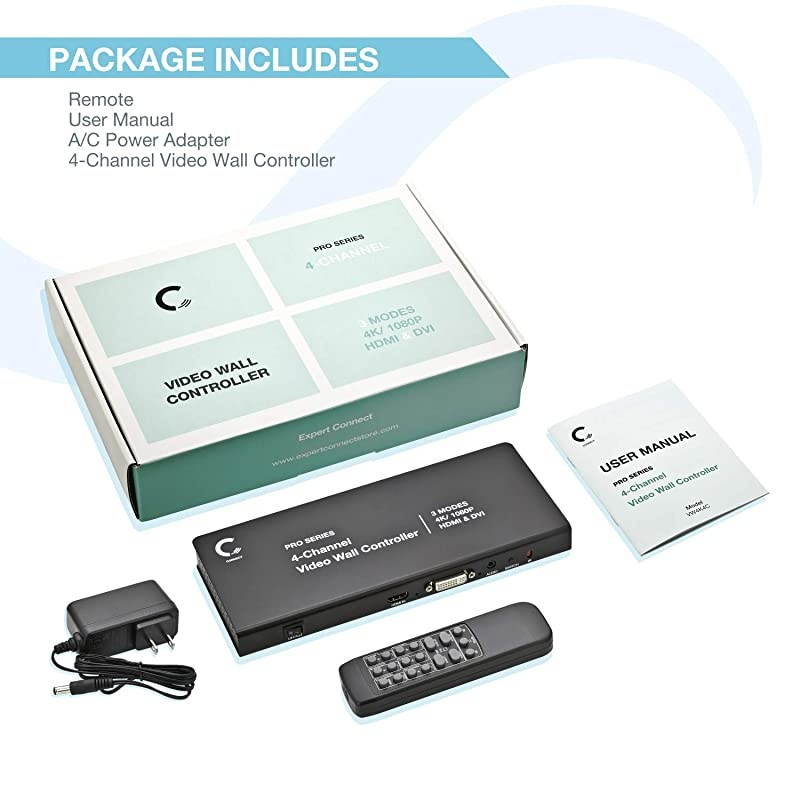 2x2 Video Wall Controller | 1080p, HDMI 1.4, HDCP1.4 Compliant | HDMI & DVI Inputs; HDMI Outputs | 8 Display Modes - 2x2, 1x2, 1x3, 1x4, 2x1, 3x1, 4x1 | Cascading - 2x4, 2x8