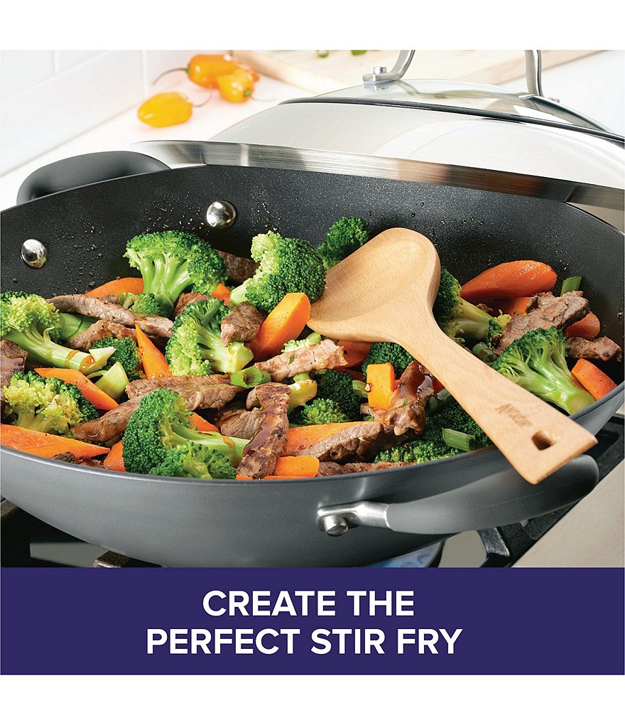 Anolon Advanced Home Hard-Anodized Nonstick Wok with Side Handles and Wooden Spoon