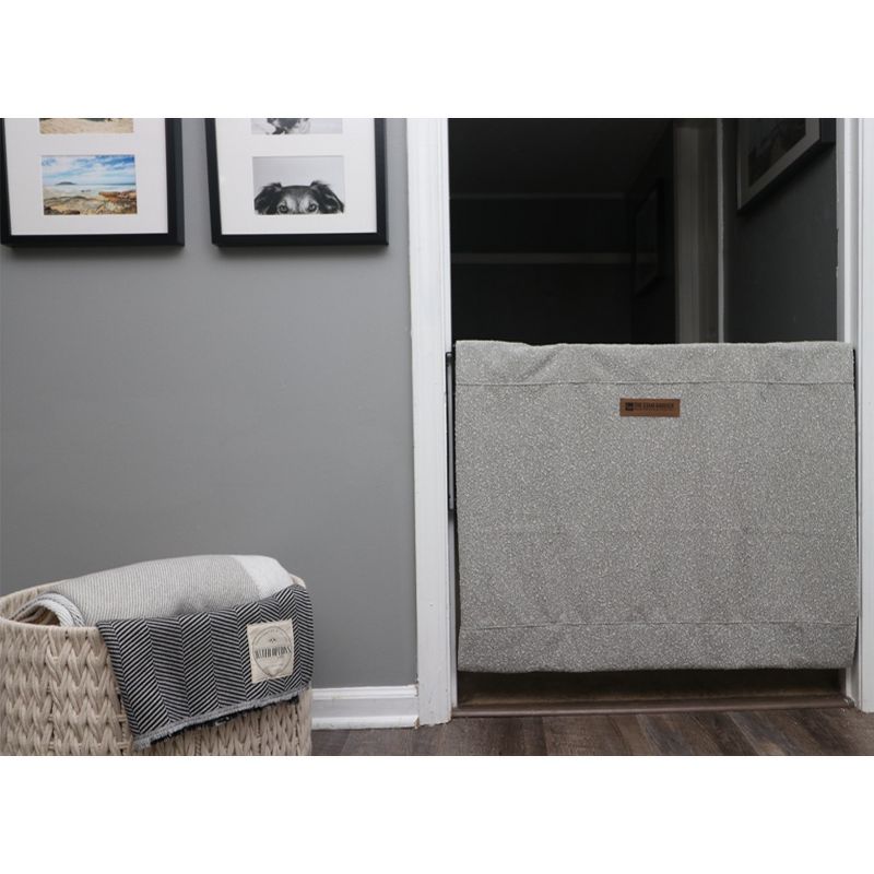 The Stair Barrier Regular Wall to Wall Single Panel Swing Gate with Fabric Slipcover Baby and Pet Safety Gate, 27 to 42.5 Inch, Beyond Sheep Ash