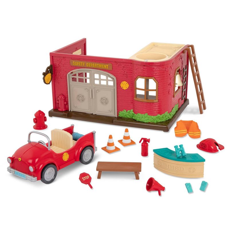 Li'l Woodzeez Honeysuckle Safety Department – 16pc Toy Fire Station Playset