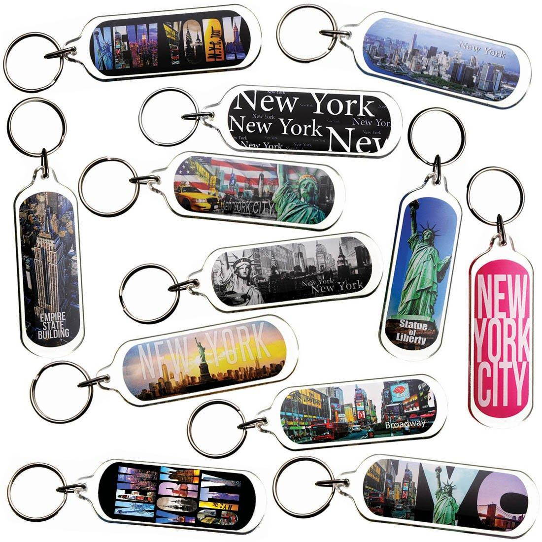 Ultimate Collectible New York NY NYC Manhattan Landmarks Photo Keychain Key Ring Gift Souvenir Set (12pk_SetA)