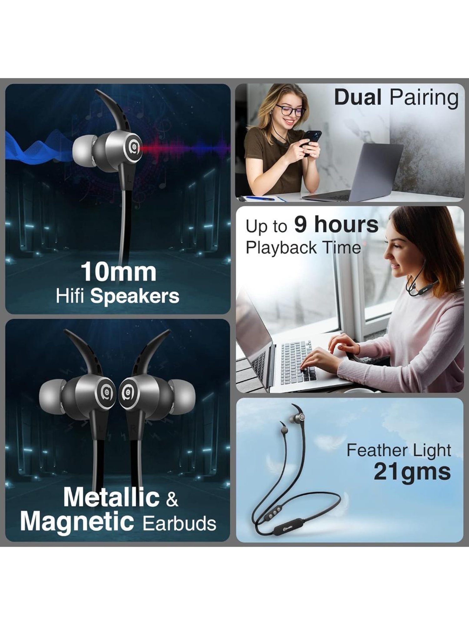 Boat Airdopes Sonik BT Earbuds with 60Hrs Playback & ENx Technology (Thunder Black, True Wireless)