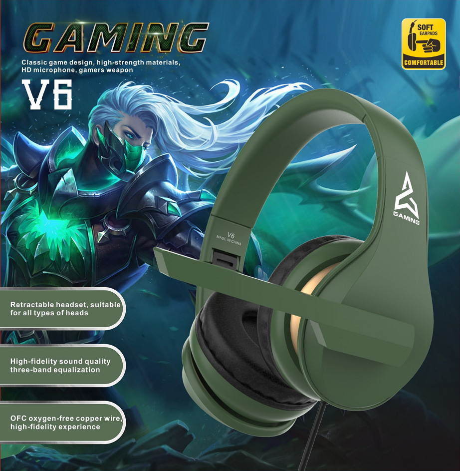 ALAMENGDA Gaming Headset Head-Mounted Gaming Music Running Subwoofer Stereo Computer Headset for Apple/Android/PC