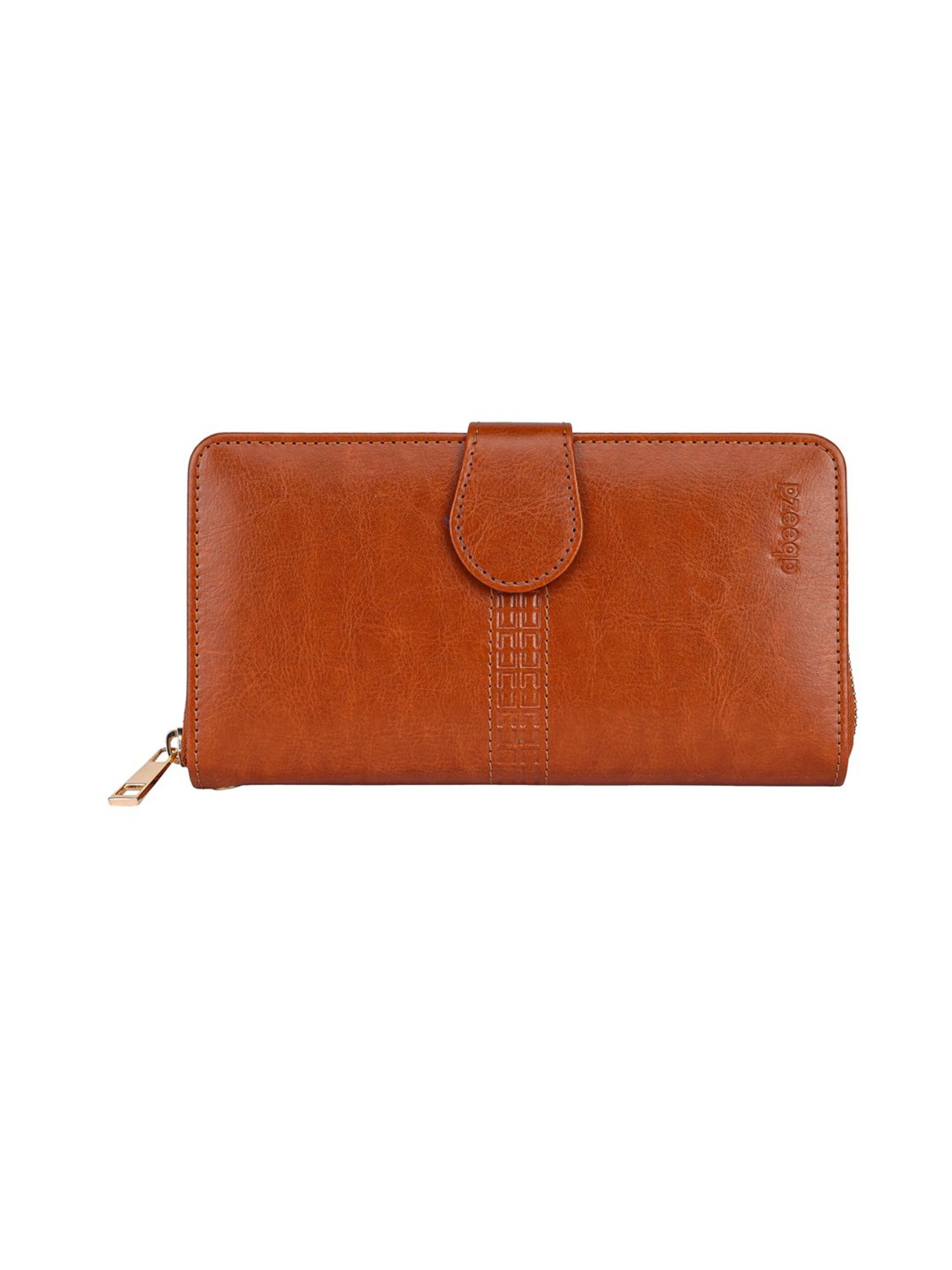 Abeeza Tan Solid Zip Around Wallet for Women