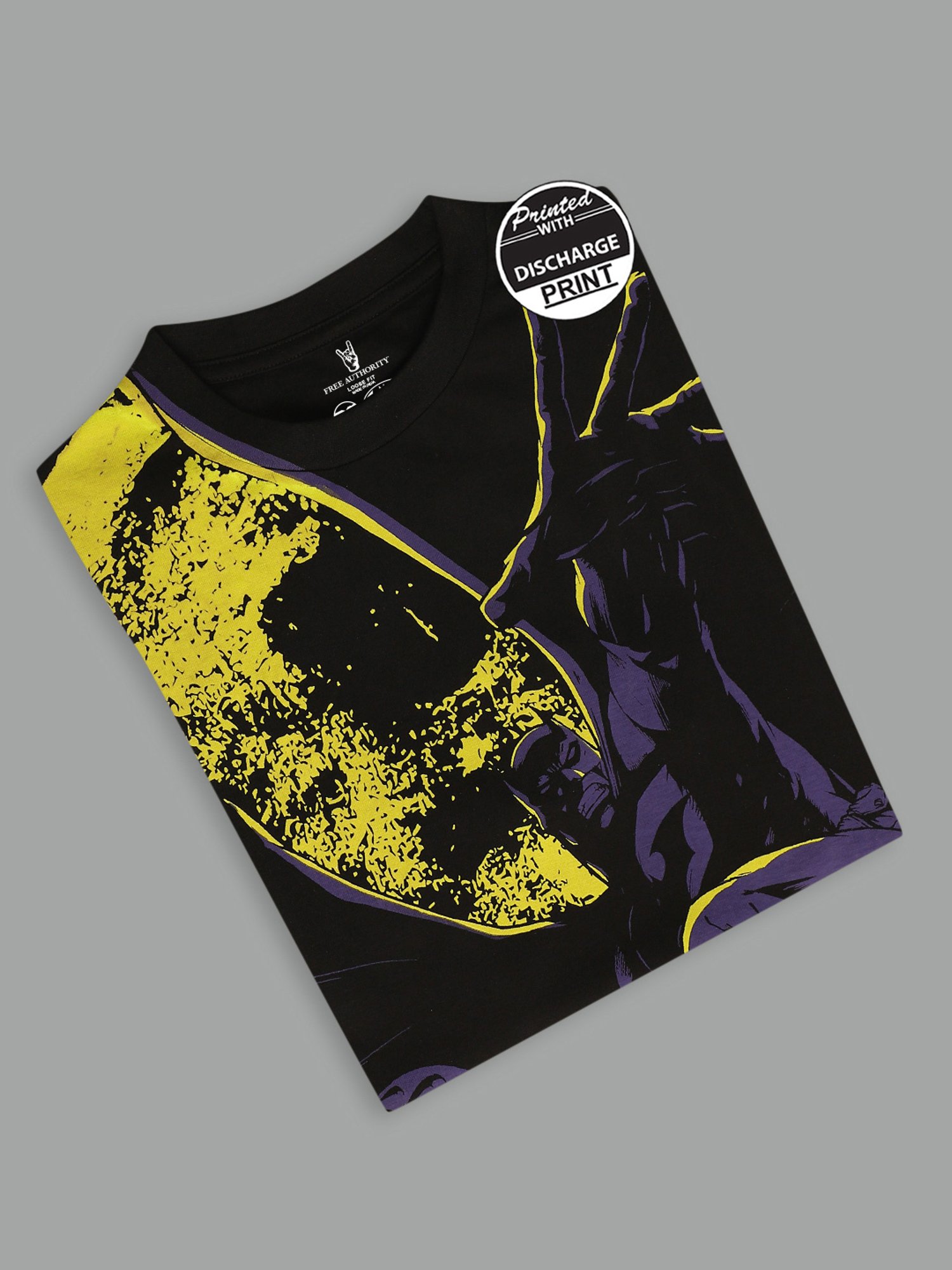 Free Authority Black Regular Fit Printed T-Shirt