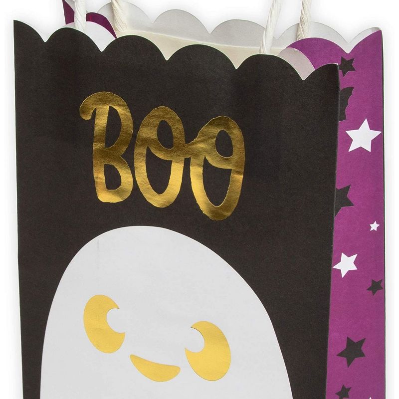 Spooky Central 24-Pack Halloween Paper Party Favor Bags Small Gift Bags with Handles (Gold Foil, 5 x 9 x 3 In)