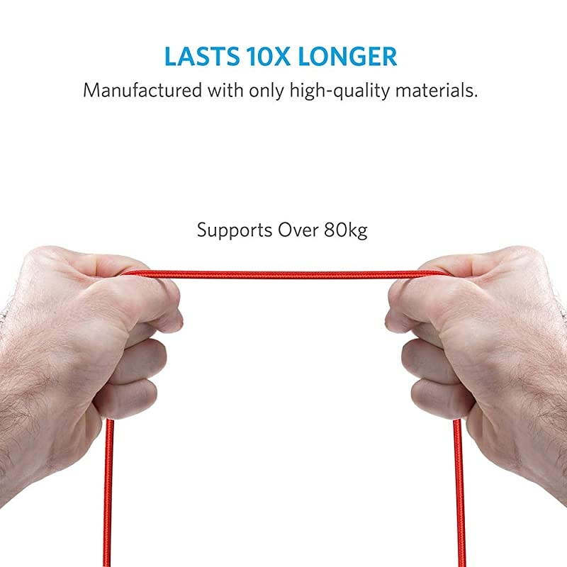 Powerline+ Micro USB 10ft The Premium Durable Cable Double Braided Nylon for Samsung Nexus LG Motorola Android Smartphones and More