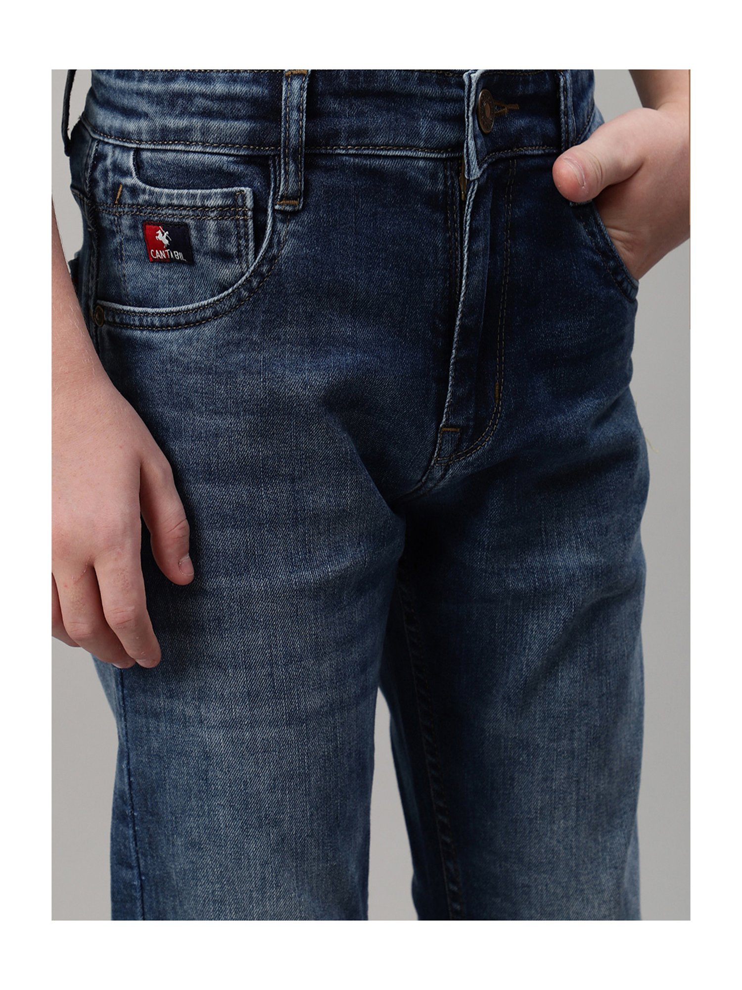 Cantabil Boys Blue Solid Jeans