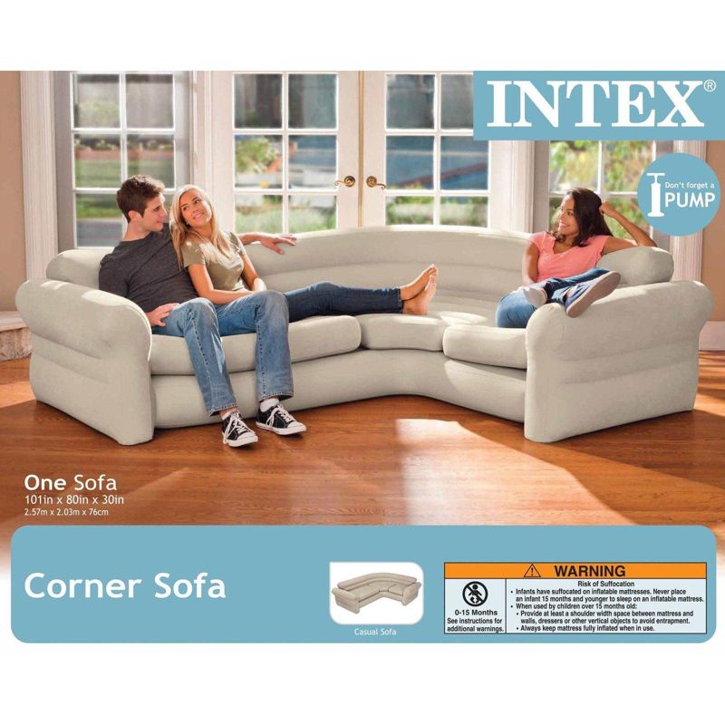 Intex Inflatable Corner Living Room Neutral Sectional Sofa | 68575EP