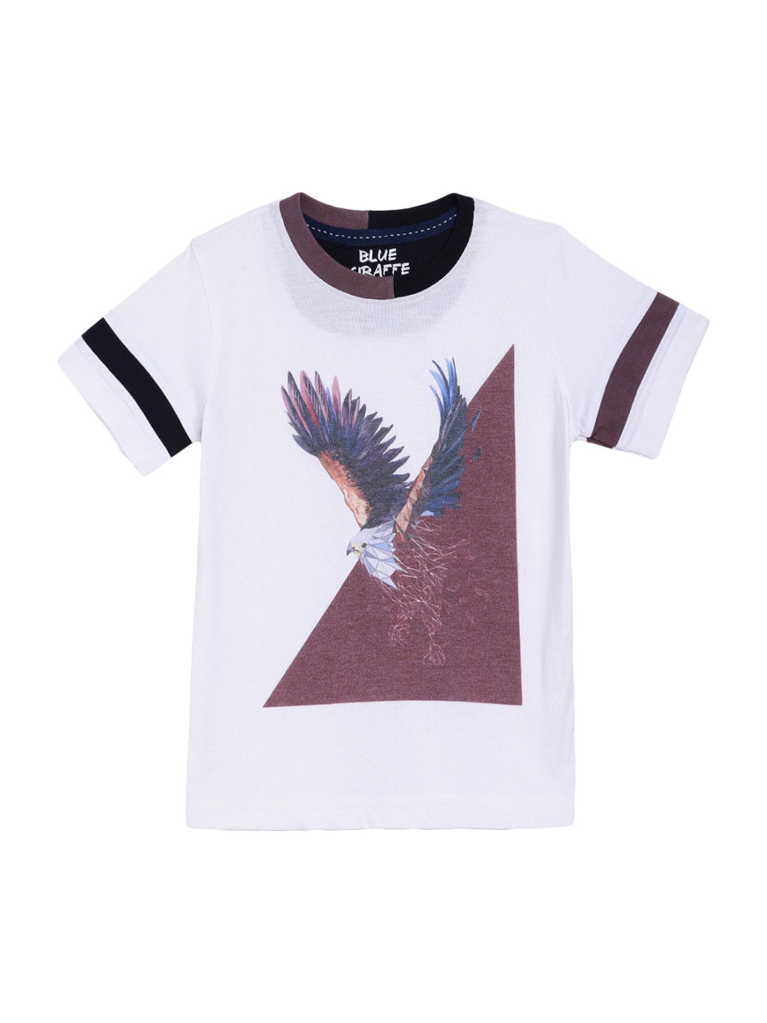 Blue Giraffe Kids White Cotton Printed T-Shirt