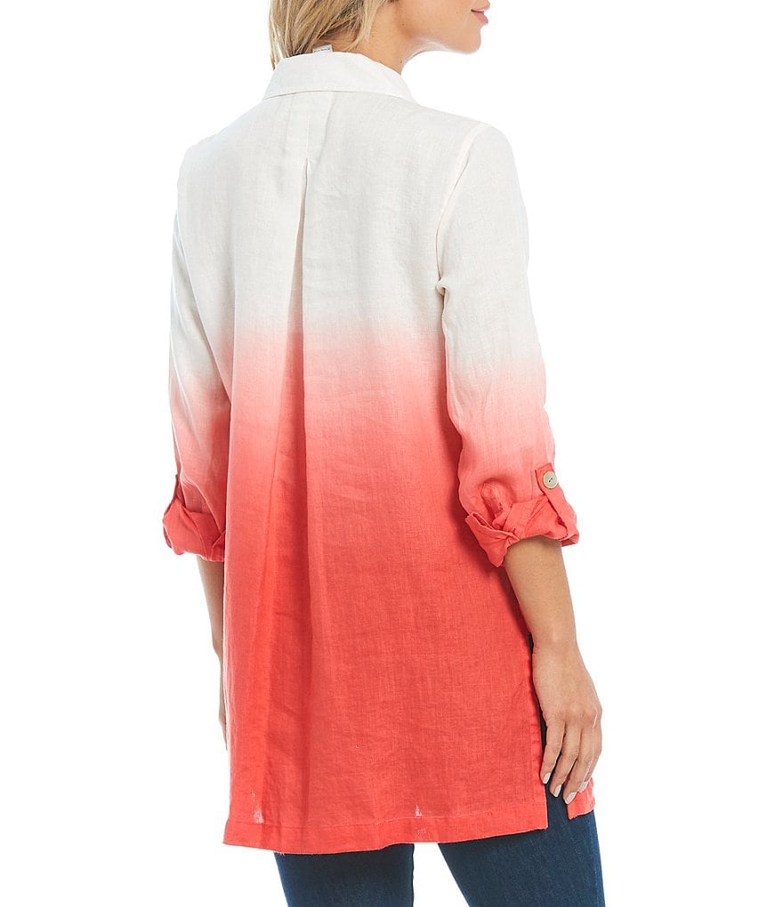 John Mark Dip-Dye Linen Button Front Tunic