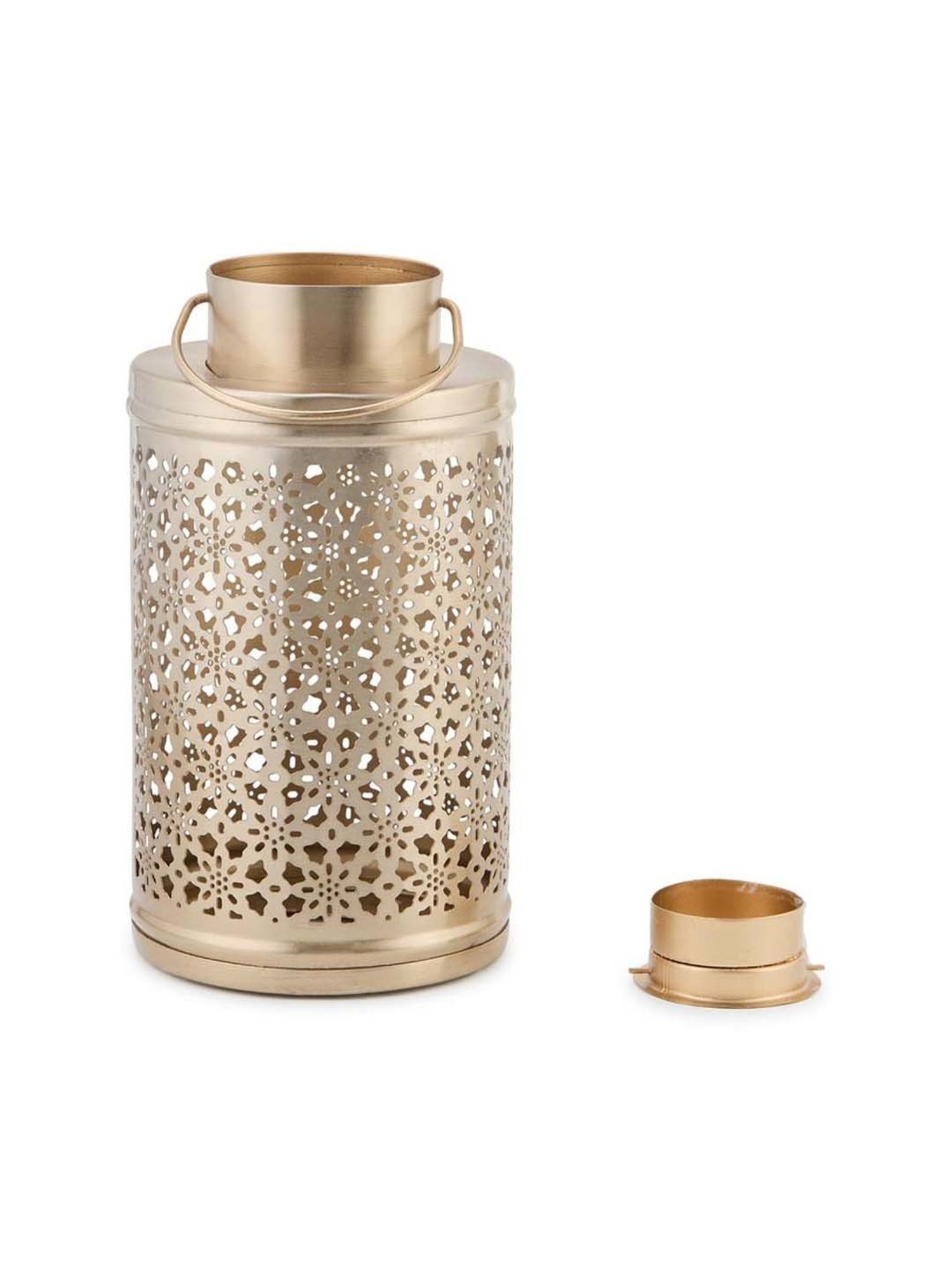 Fabindia Home Brass Metal Cutwork Noor T-Lite Holder