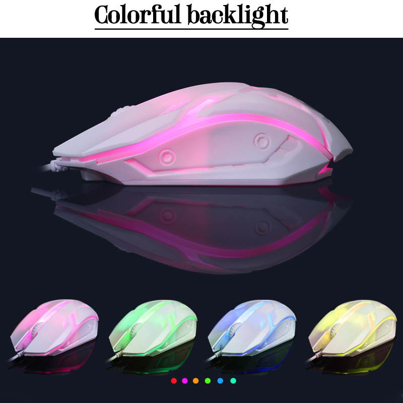 Mechanical Gaming Keyboard and Gaming Mouse Combo, Wired Backlit RGB LED, Rainbow Keyboard + Mouse Set for Laptop PC Computer Game Work, White Color