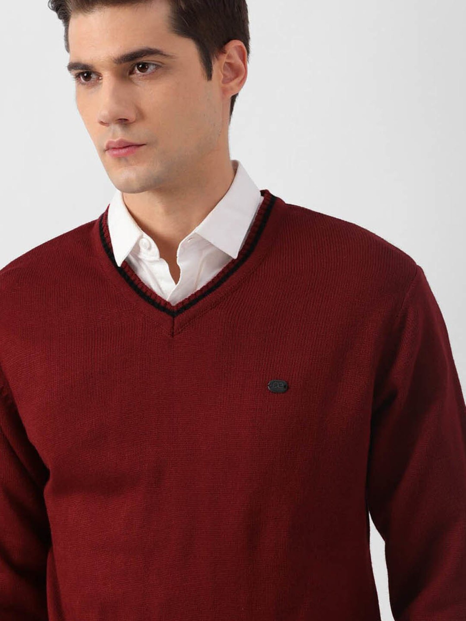 Peter England Casuals Maroon Regular Fit Sweater