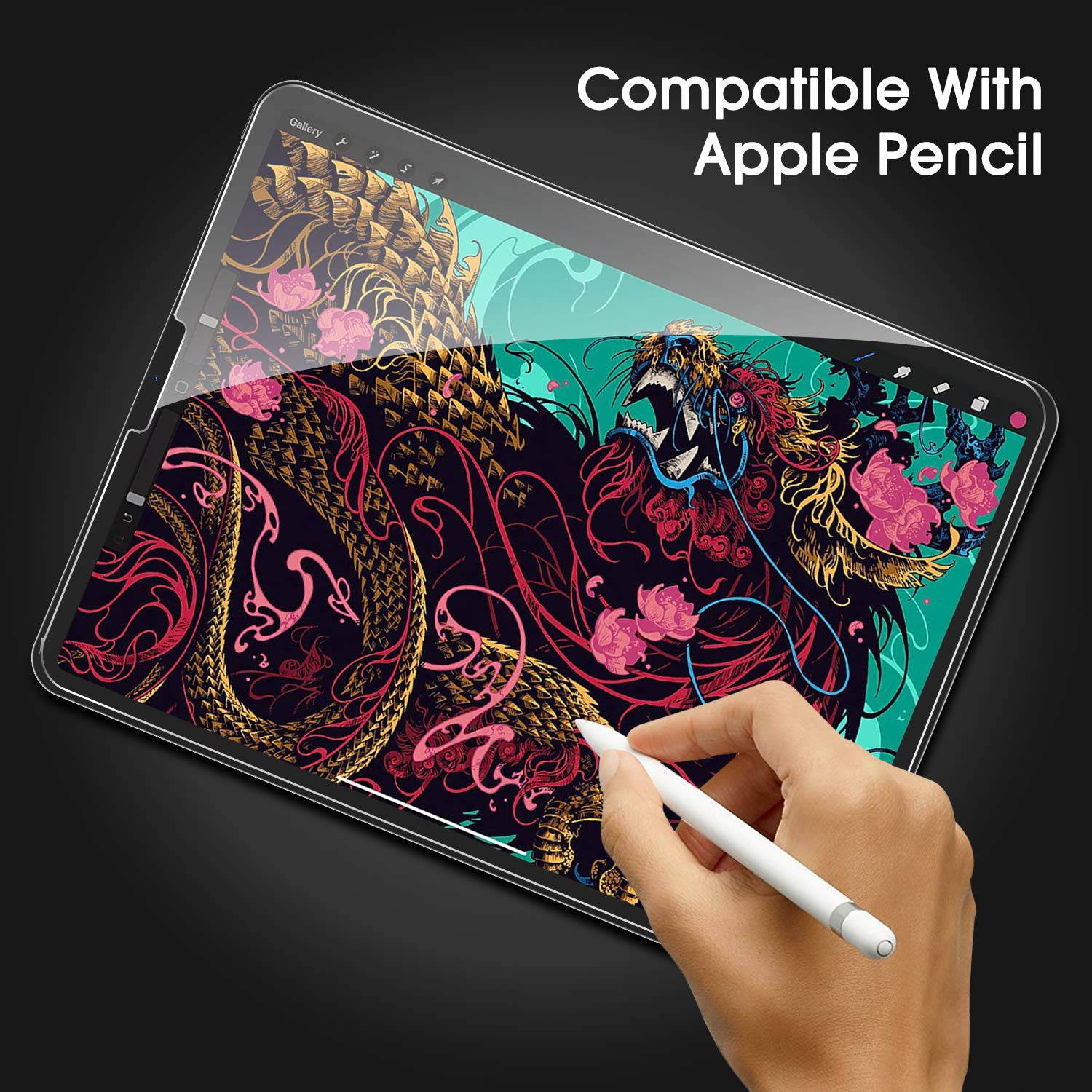 OMOTON [2 Pack] Screen Protector for iPad Pro 12.9 (2020 and 2018 Release) (4th Gen&3rd Gen) [Work with Face ID & Apple Pencil] - Tempered Glass/High Definition / 9 Hardness