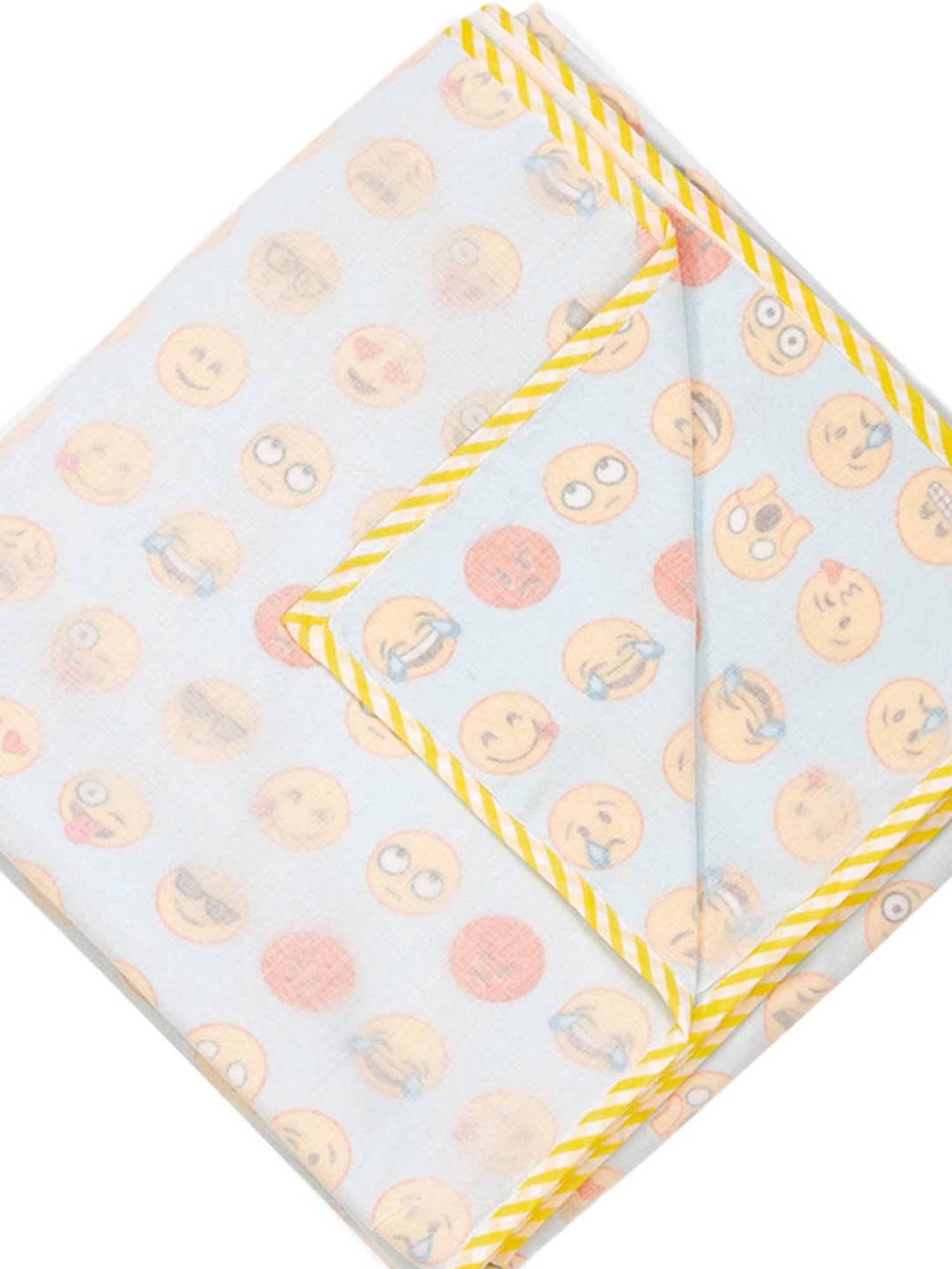 Nigh Nigh Emoji Blue & Yellow Cotton 70 TC Toddlers Dohar - Set of 1