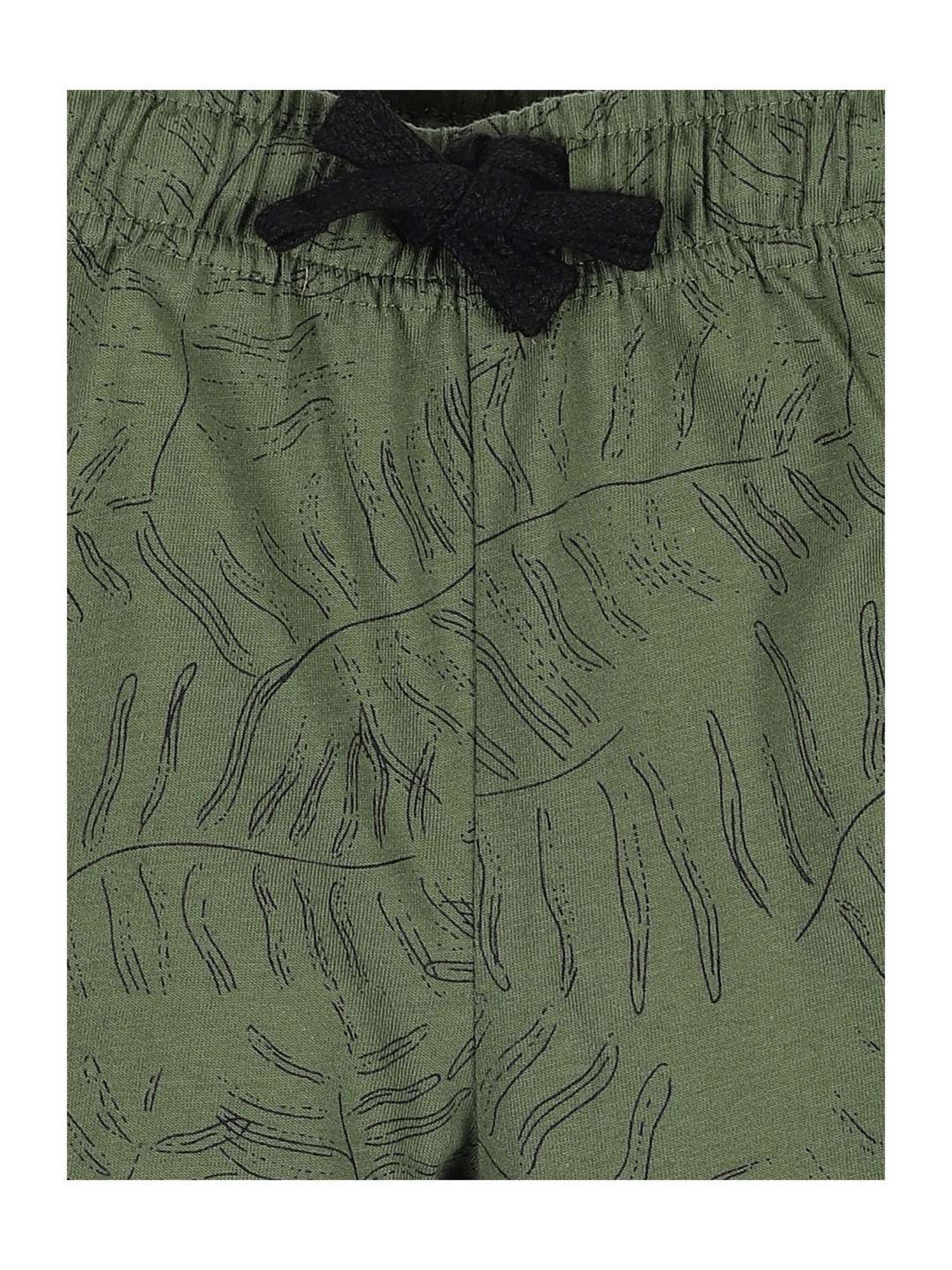 Plum Tree Kids Navy & Green Cotton Printed Shorts (Pack of 2)