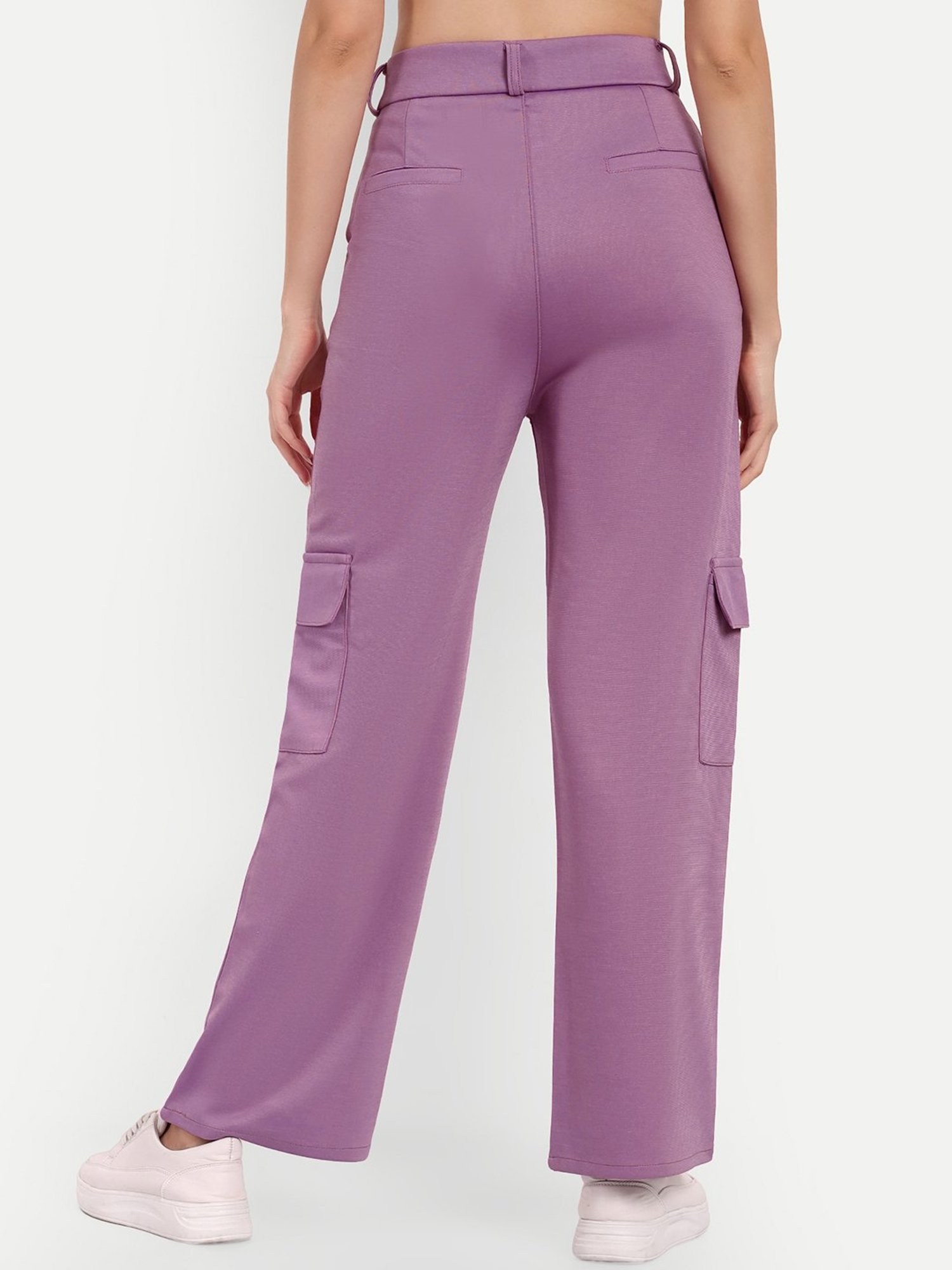 Broadstar Violet Straight Fit High Rise Cargo Pants