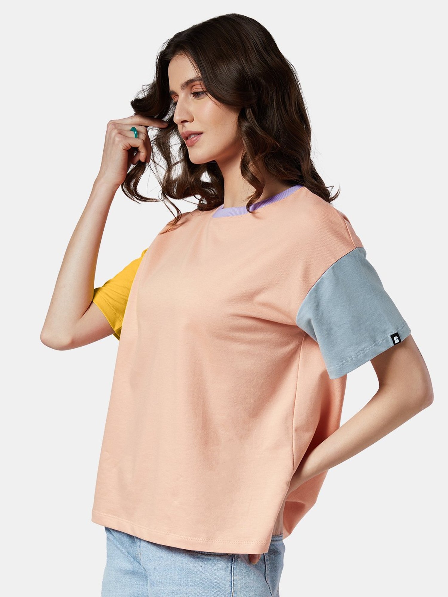 The Souled Store Multicolor Color-Block Oversized T-Shirt